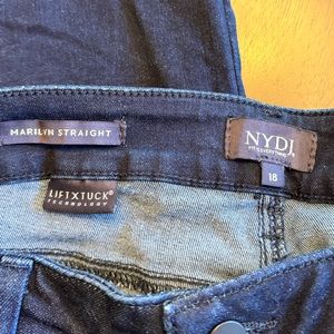 Dark Blue NYDJ Marilyn straight leg jeans -size 18
